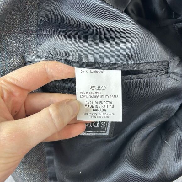 Vintage Ralph Lauren Blazer 100% Lambswool Mens Size 42R Gray Plaid Sports Coat - Picture 11 of 11